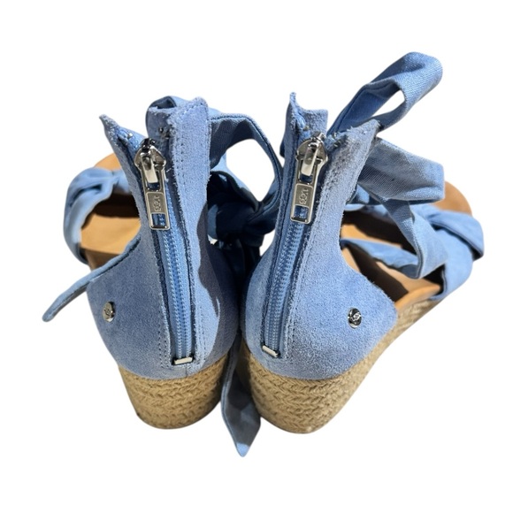 Ugg Yarrow Espadrille Wedge Sandals Blue Denim Canvas Size 8.5 Summer Heels - Picture 6 of 9